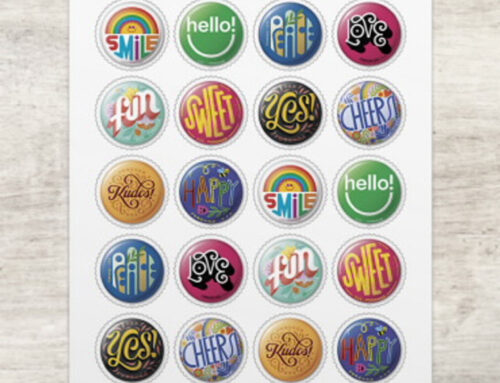 US PINBACK FOREVER STAMPS SEND A WHIMISICAL COLORFUL GREETING ON LETTERS